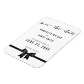 黒と白の結婚式の日付の磁石弓を保存 マグネット (左側)