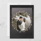 黒と白の結婚式の日付カードを保存 セーブザデート (裏面)