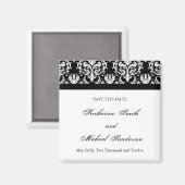 黒と白の結婚式の日付磁石を保存 マグネット (正面/裏面)