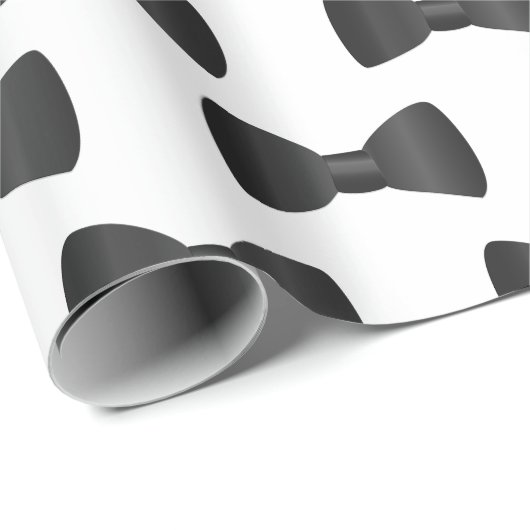 黒と白の結婚式の贈り物包装紙 黒いネクタイと白い背景 ラッピングペーパー (ロールコーナー)