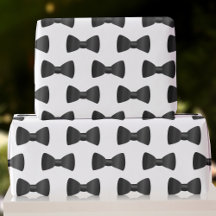 黒と白の結婚式の贈り物用包装紙 黒いネクタイと白い背景
