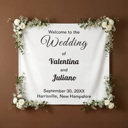 黒と白の結婚式タペストリー タペストリー