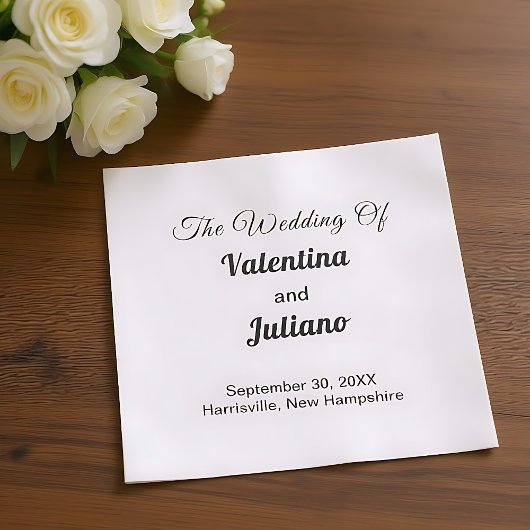 黒と白の結婚式ペーパーナプキン スタンダードカクテルナプキン