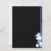 黒と白の結婚式招待状に青い花 招待状 (裏面)