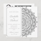 黒と白の結婚式招待状（Save The Date） 招待状 (正面/裏面)