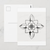 黒と白の線画のスイレン ポストカード (正面/裏面)