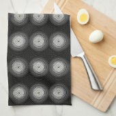 黒と白の緩和曲線 キッチンタオル (四つ折り)