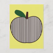 黒と白の縞模様のリンゴ ポストカード (正面)