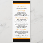 黒と白の縞模様オレンジ結婚のディナーメニュー メニュー (裏面)