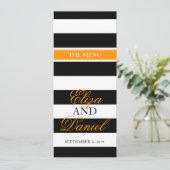 黒と白の縞模様オレンジ結婚のディナーメニュー メニュー (スタンド正面)