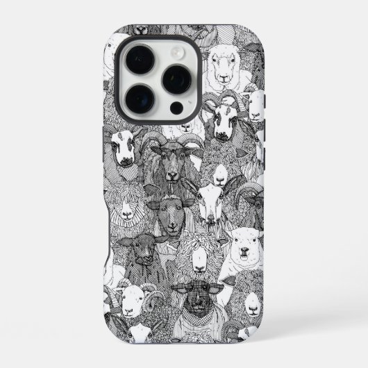 黒と白の羊だけ iPhoneケース (裏面)