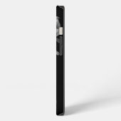 黒と白の美しいひまわりの肖像画 iPhoneケース (左側面)