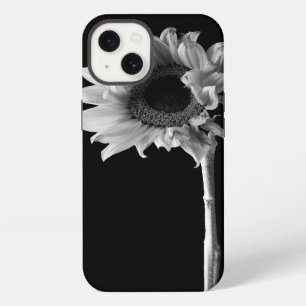 黒と白の美しいひまわりの肖像画 iPhone 13ケース