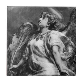 黒と白の羽を持つロマンチックな天使 タイル