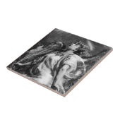 黒と白の羽を持つロマンチックな天使 タイル (側面)