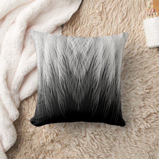 黒と白の羽毛で覆わグラデーションれる クッション (ブランケット)