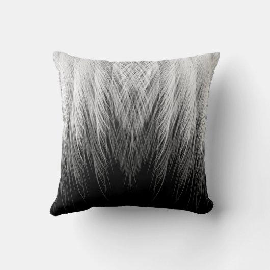 黒と白の羽毛で覆わグラデーションれる クッション (裏面)