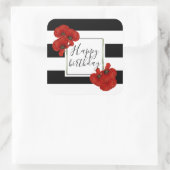 黒と白の背景に赤いポピーストライプのズ スクエアシール (バッグ)