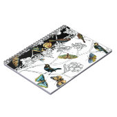 黒と白の背景の鳥と蝶 ノートブック (左側)