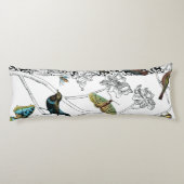 黒と白の背景の鳥と蝶 ボディピロー (裏面)