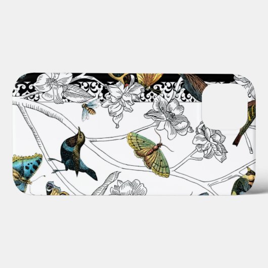 黒と白の背景の鳥と蝶 Case-Mate iPhoneケース (裏面 (横))