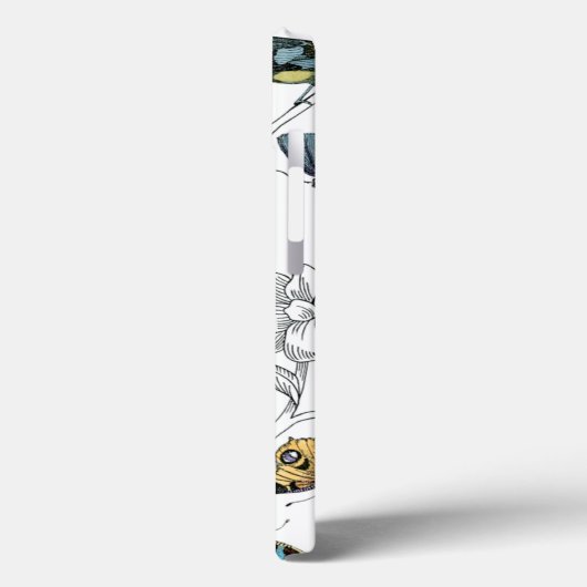 黒と白の背景の鳥と蝶 Case-Mate iPhoneケース (裏面 / 左)