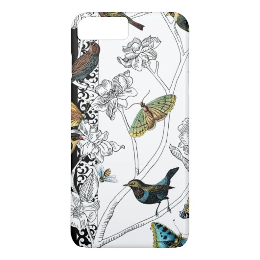 黒と白の背景の鳥と蝶 Case-Mate iPhoneケース (裏面)