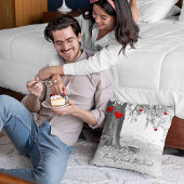 黒と白の自然と赤いハート クッション