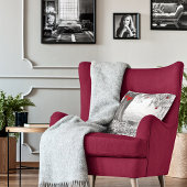 黒と白の自然と赤いハート クッション