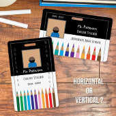 黒と白の色鉛筆先生IDバッジ バッジ