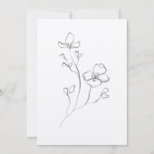 黒と白の芍薬の花の結婚式ブライダルシャワー 招待状 (裏面)