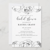 黒と白の芍薬 ブライダルシャワーの招待状 招待状 (正面)