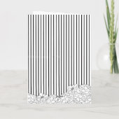 黒と白の花とストライプ彼女の誓いカード サンキューカード (裏面)