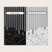 黒と白の花とストライプ折り畳みカード (外部フラット)