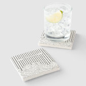 黒と白の花とストライプStone Coaster ストーンコースター (横)