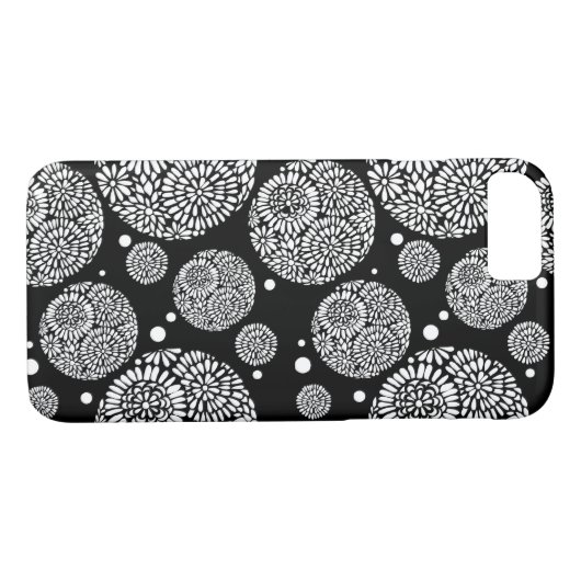 黒と白の花のクラスタiPhone 7ケース Case-Mate iPhoneケース (裏面(横))