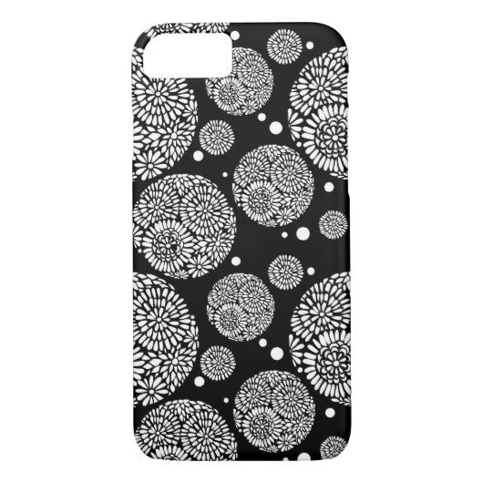 黒と白の花のクラスタiPhone 7ケース Case-Mate iPhoneケース (裏面)