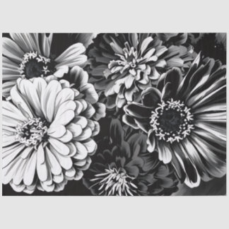 黒と白の花のティシュペーパー 薄葉紙