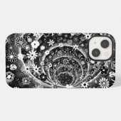 黒と白の花のトンネルデザイン iPhoneケース (裏面横)