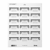 黒と白の花の蔓 | オーダーメイド住所 ラベル (フルシート)