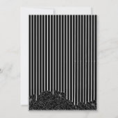 黒と白の花ストライプ付き日付を保存 招待状 (裏面)