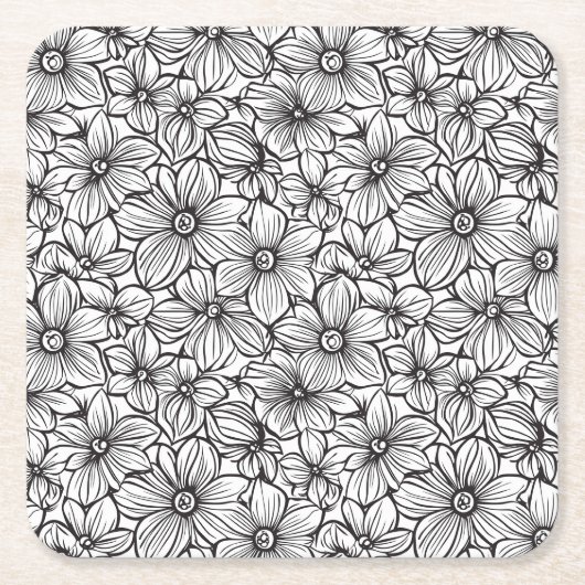 黒と白の花嫁衣装 スクエアペーパーコースター (正面)