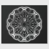 黒と白の花曼荼羅 ラッピングペーパー (フラット)