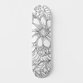 黒と白の花柄のデッキを自分でペイント スケートボード (正面)