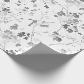 黒と白の花柄の包装紙 ラッピングペーパー (角)