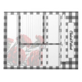 黒と白の花柄ギンガム _ 臨床患者 ノートパッド (正面)