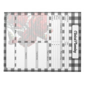黒と白の花柄ギンガム _ 臨床計画 ノートパッド (正面)