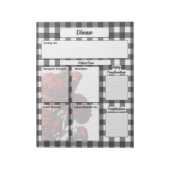 黒と白の花柄ギンガム Disease Temp 2 ノートパッド (回転)