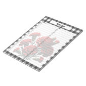 黒と白の花柄ギンガム To Do リスト ノートパッド (アングル)