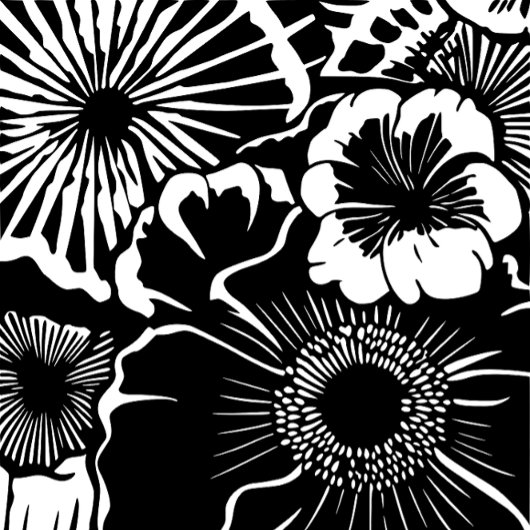 黒と白の花柄ボールドボタニカルデザイン iPhoneケース